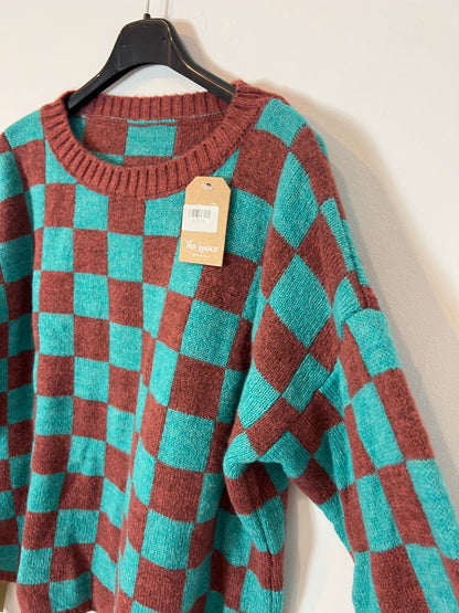 OTHERS. Green and tile checked sweater YOUR(s)