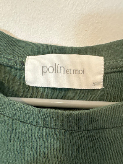 POLÍN ET MOI. Camiseta verde lino