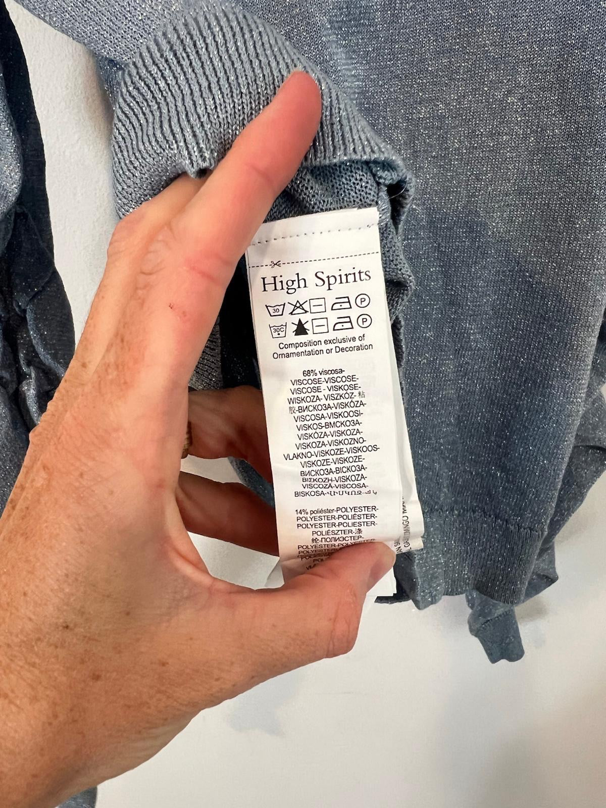HIGH SPIRITS. Jersey fino azul detalle mangas