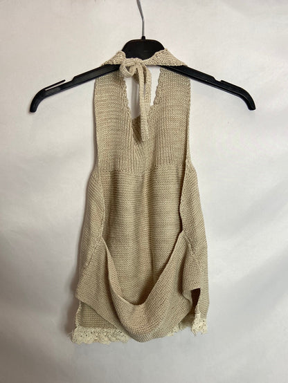 OTRAS. Top crochet beige. TU S/M