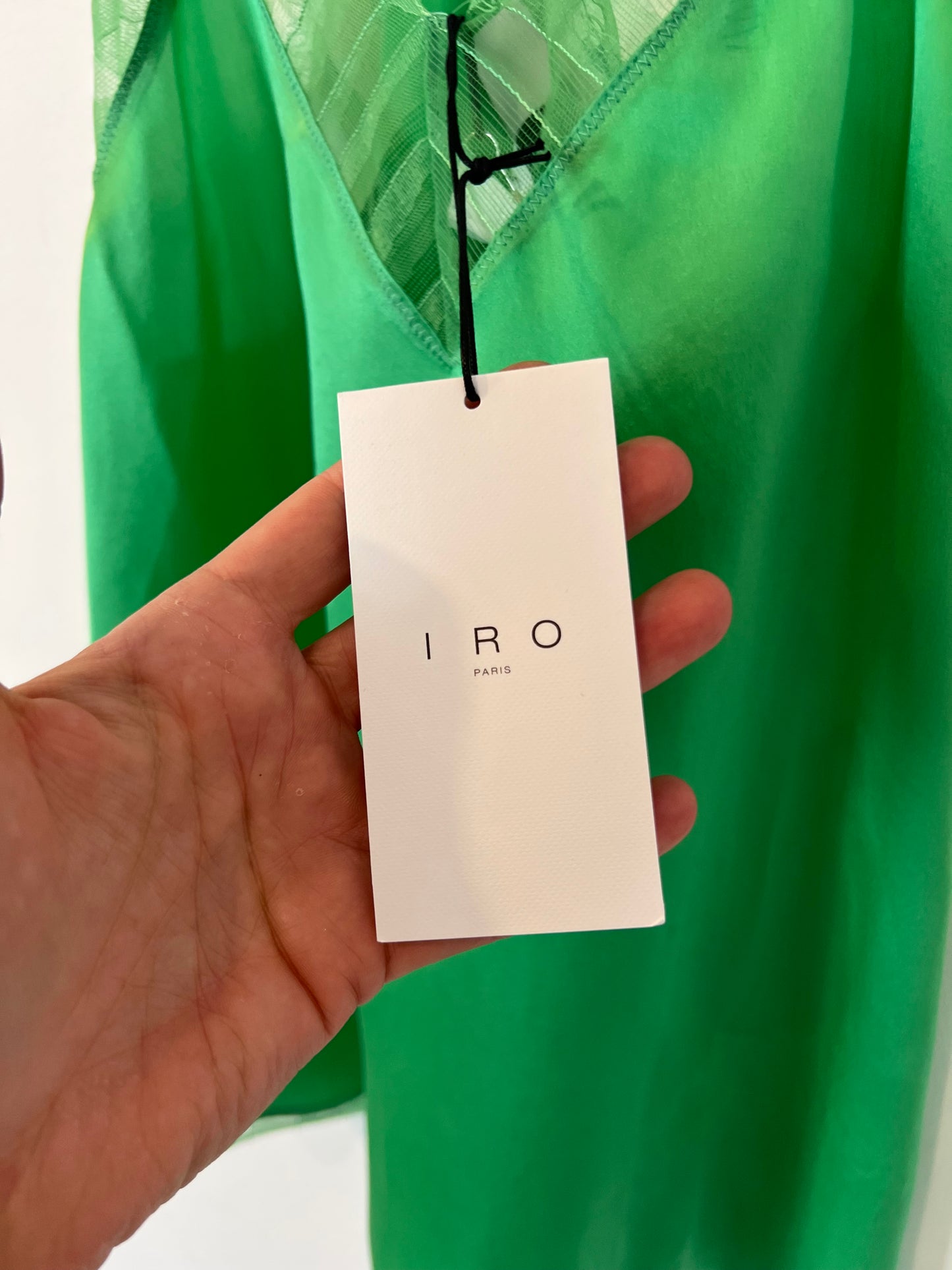 IRO. Top lencero verde seda T.34