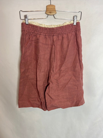 ZARA. Bermuda rosa lino T.xs