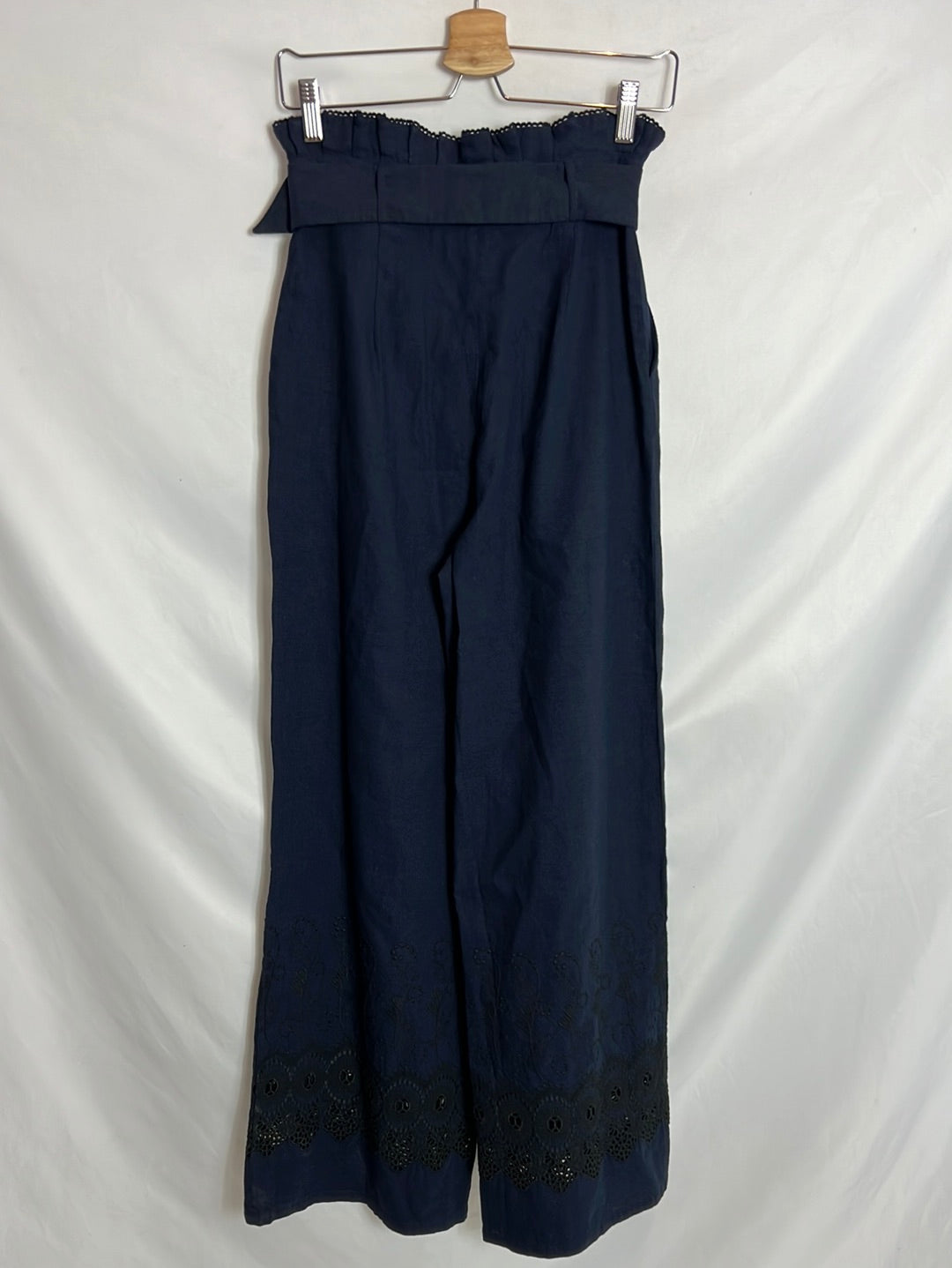 UTERQÜE. Pantalón azul ancho T.xs