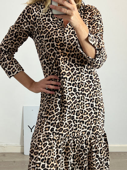 H&M. Vestido largo animal print fluido. T XS (S/M)