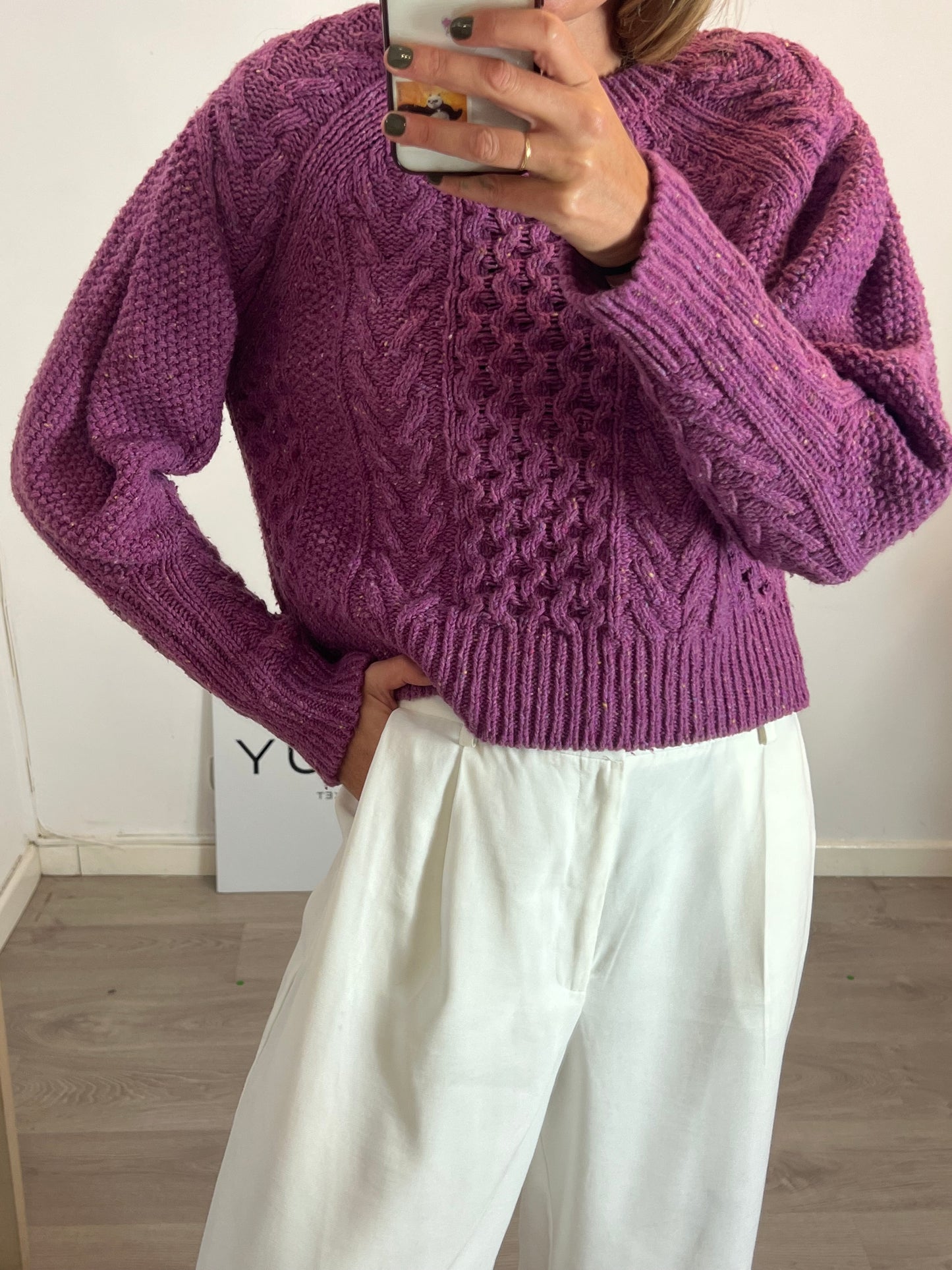 THE NEW SOCIETY. Jersey morado jaspeado. T XS