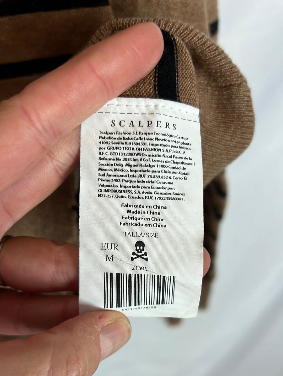 SCALPERS. Jersey fino marrón rayas negras. T M