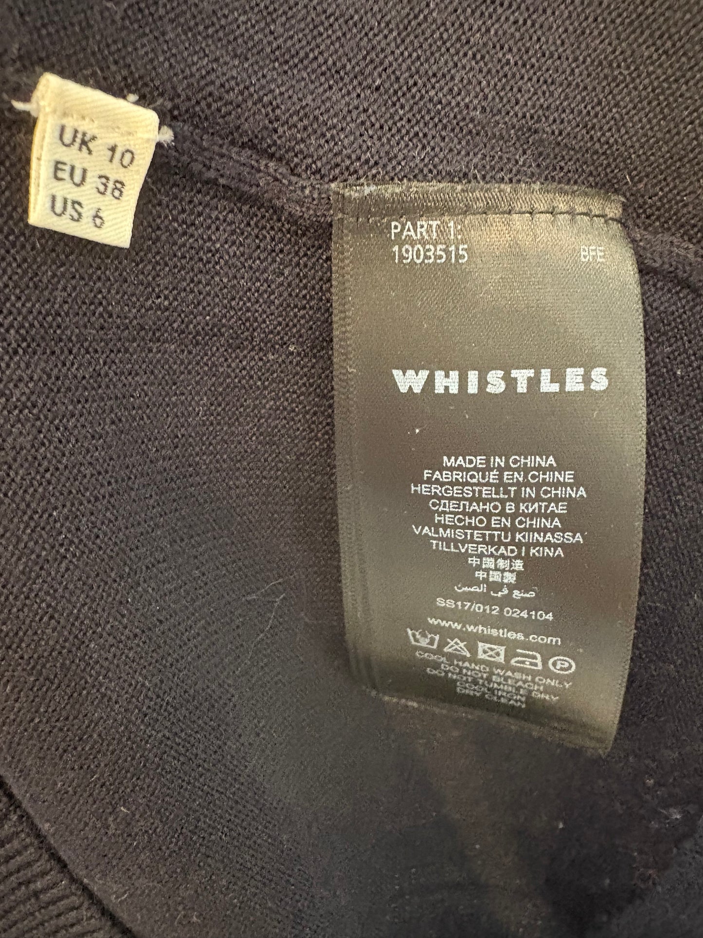 WHISTLES. Merino sweater with shoulder detail. Size 38