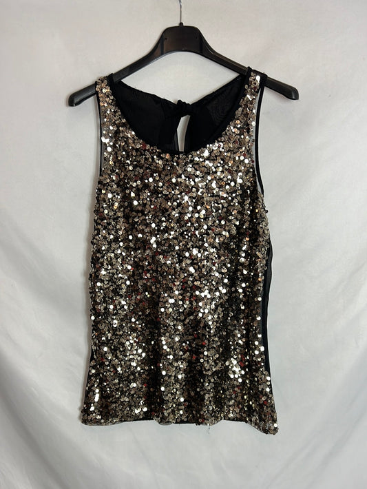 OTRAS. top negro semitransparente lentejuelas. T S/M