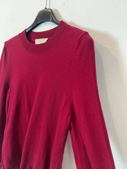 SEZANE. Burgundy wool sweater with buttons and sleeves.