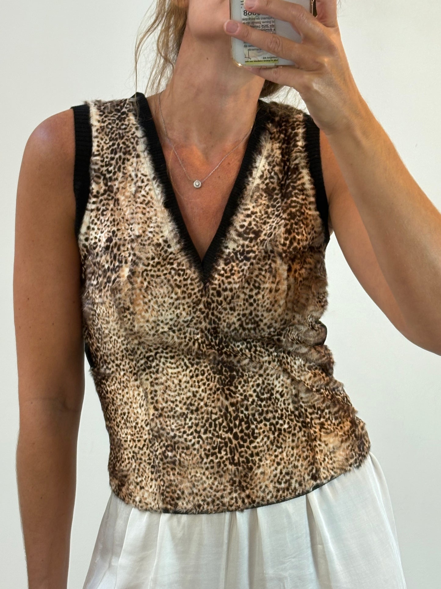 SPORTMAX. Top pelo natural y seda. T 42 (M)