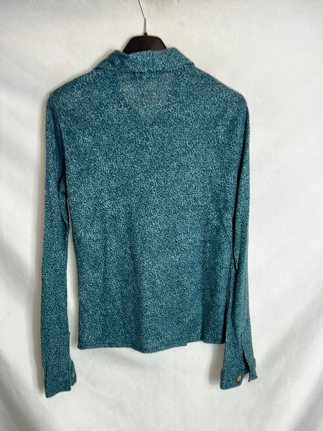 FUCIN. Blusa azul estampada textura. T S