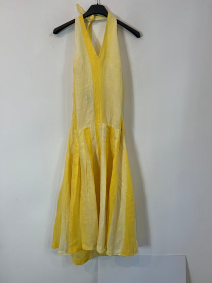 JOCOMOMOLA. Vestido midi lino tablas. T M