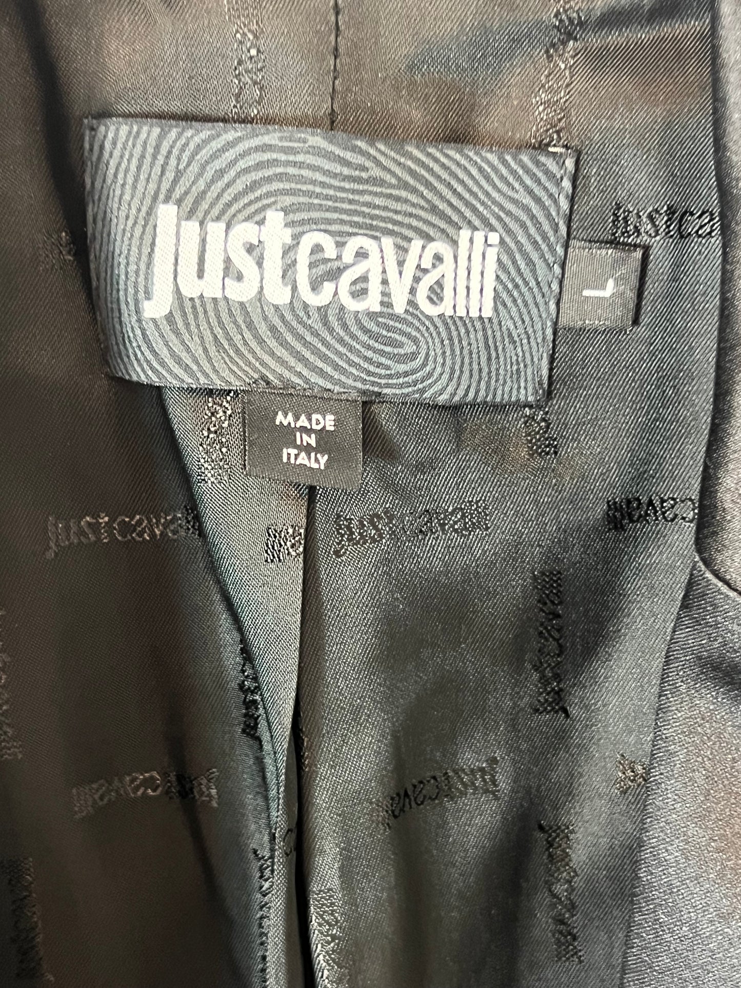JUSTCAVALLI. Blazer tonos beige estampada T.L