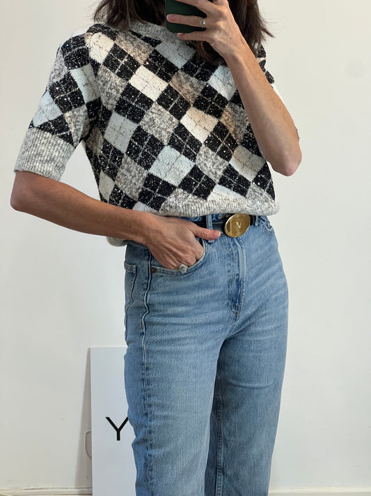 ZARA. Top punto rombos lentejuelas