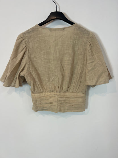 ZARA. Top beige textura T.xs