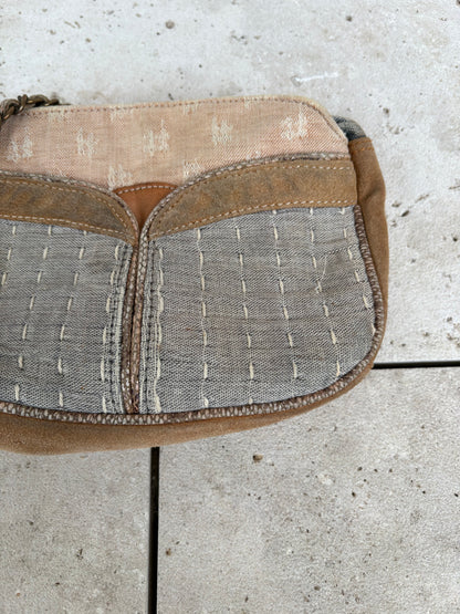 SESSÚN. Bolso bandolera tela y piel