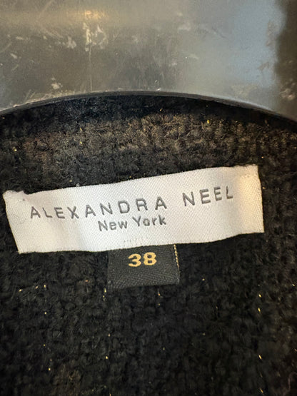 ALEXANDRA NEEL. Chaqueta tweed negra cinturón