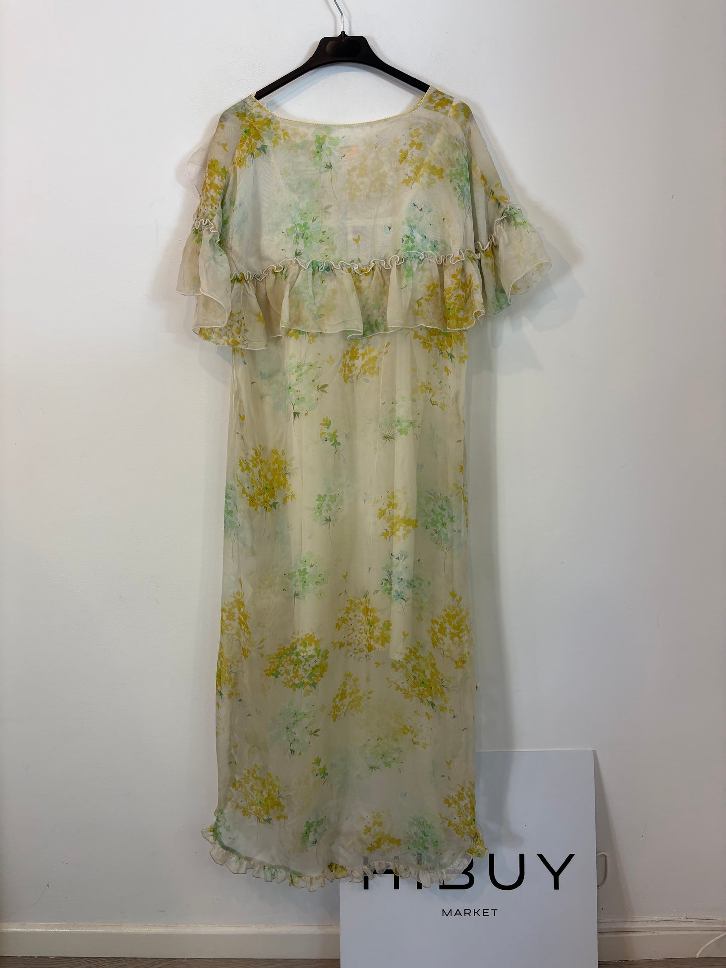 MONOPLAZA. Vestido largo seda estampado. T M