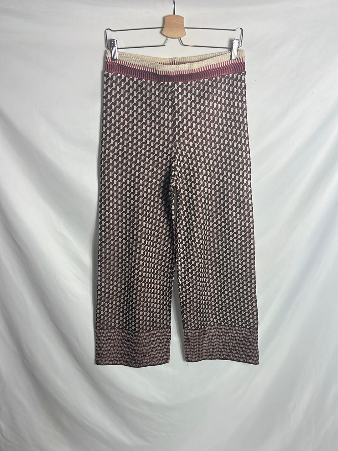 ZARA. Pantalón culotte textura estampado. T S