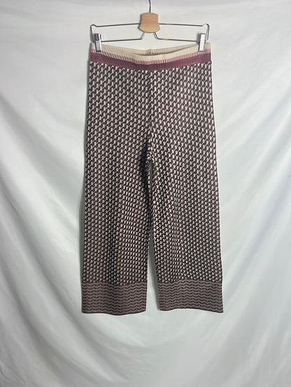 ZARA. Pantalón culotte textura estampado. T S