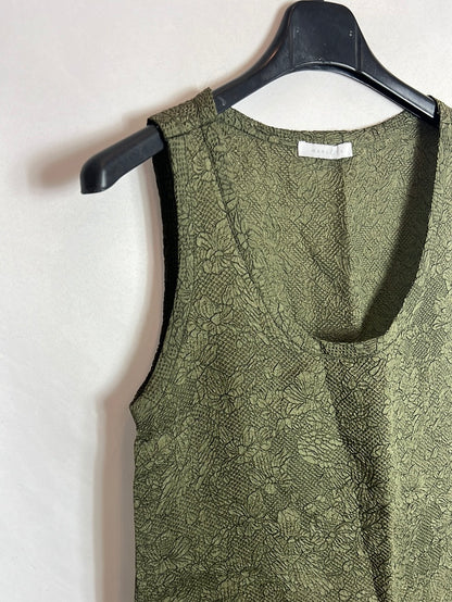 MARLOTA. Vestido verde seda con textura. T 36