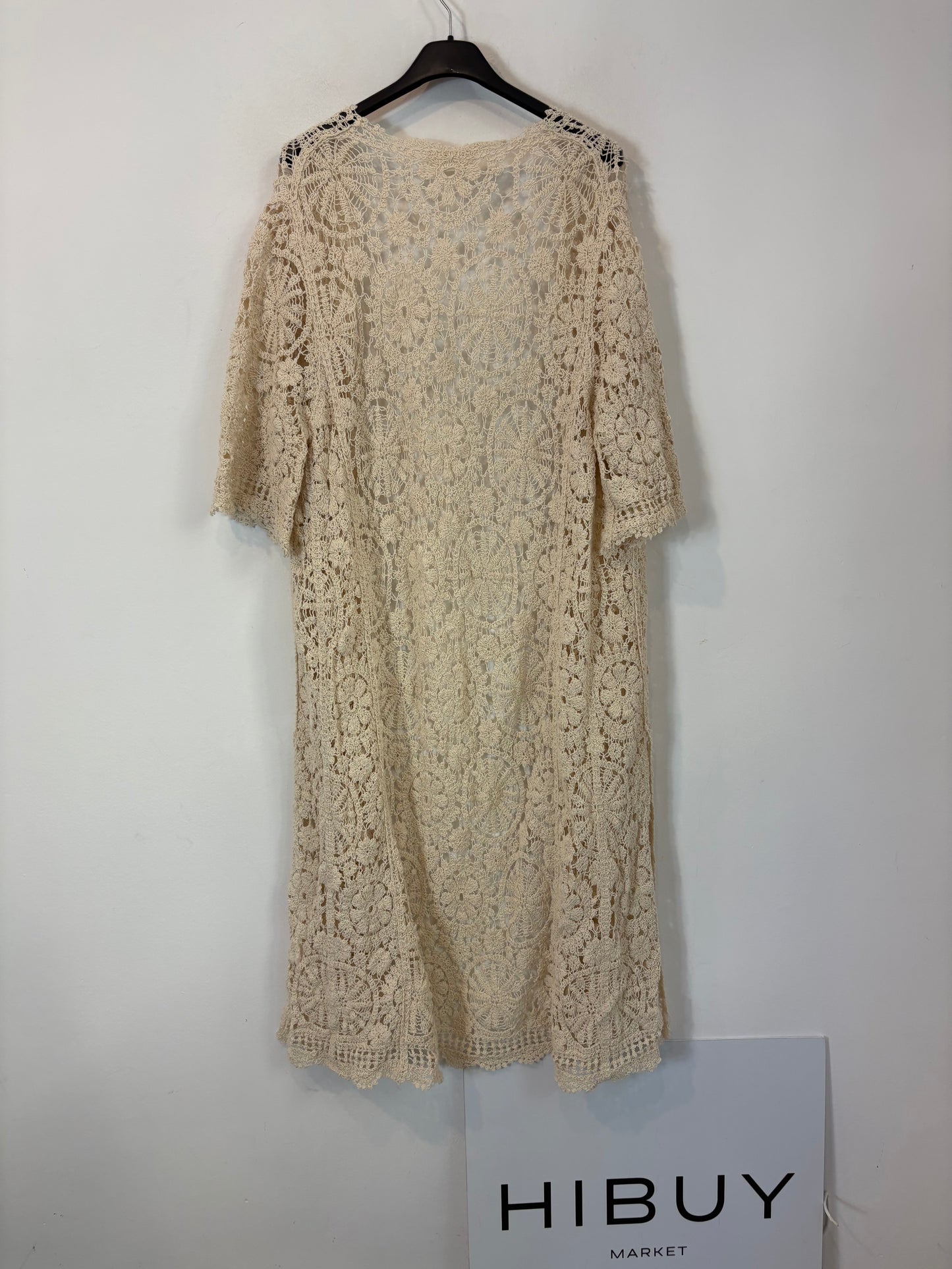 Kimono crochet beige claro