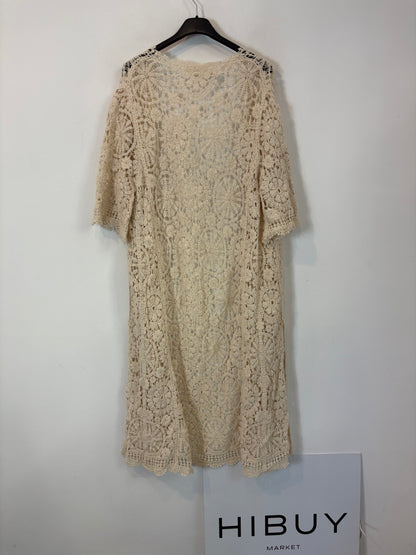 Kimono crochet beige claro