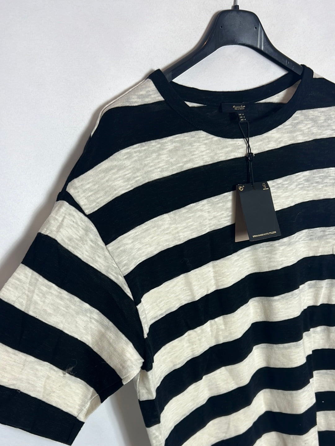 MASSIMO DUTTI. Top algodón rayas azules y blancas. T M