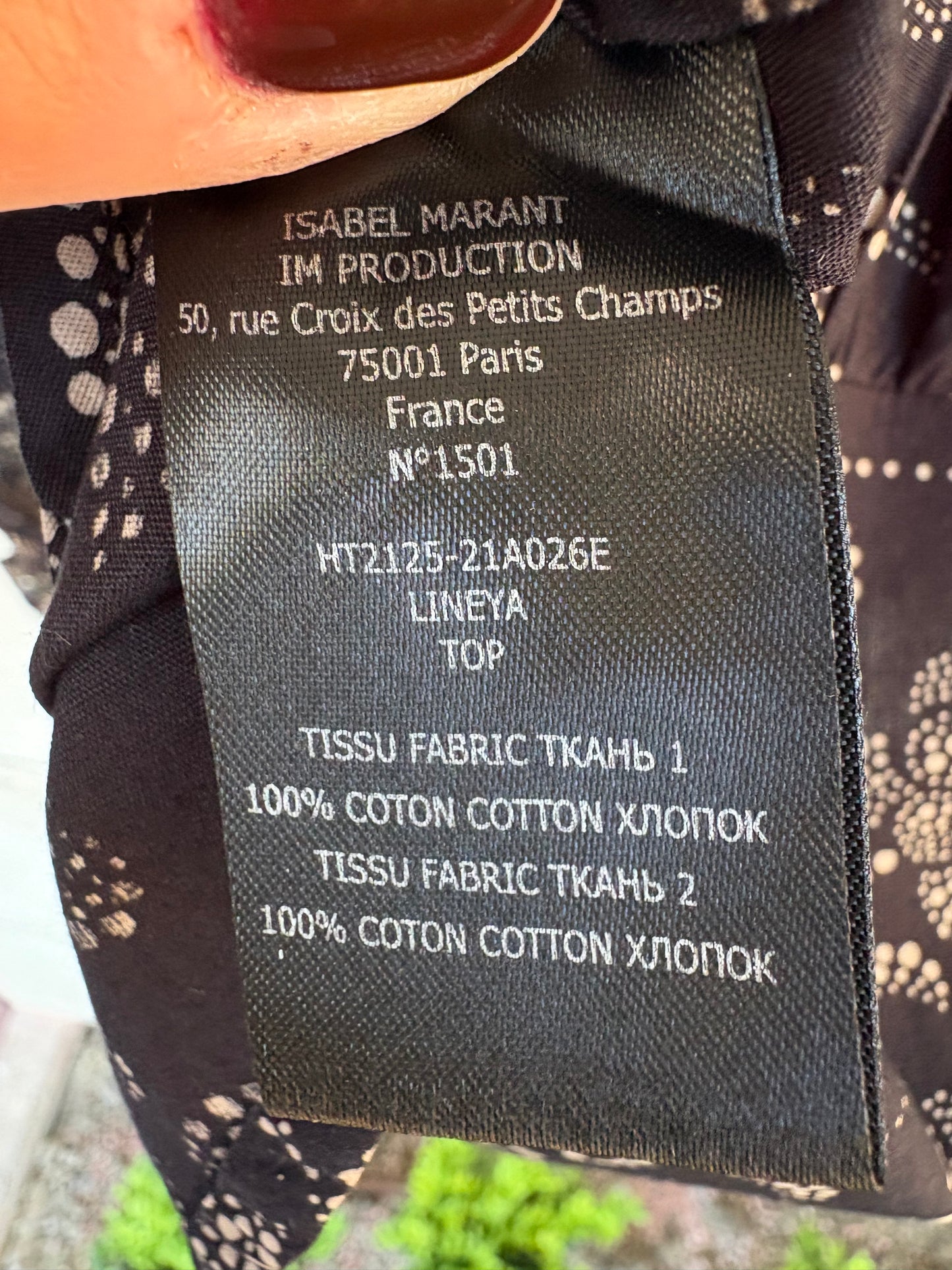 ISABEL MARANT ETOILÉ. Blusa negra estampada T.34