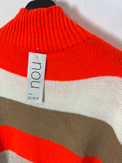 OTRAS. Jersey rayas tonos naranjas cuello alto. T M