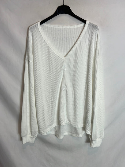 SHEIN. White textured long-sleeved top. TM