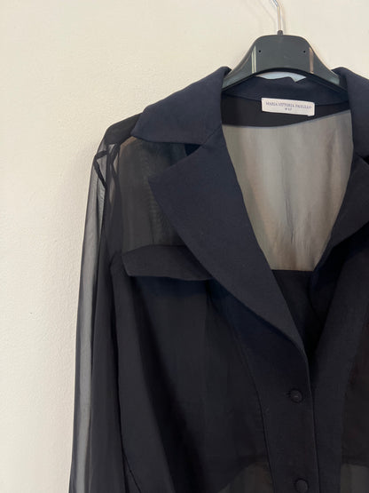 MARIA VITTORIA PAOLILLO. Blusa negra doble textura T.s/m