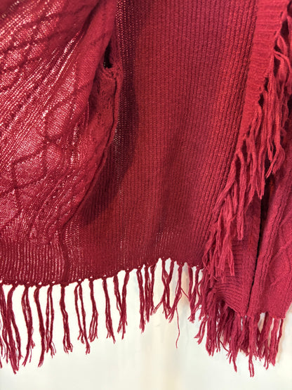 OTRAS. Cárdigan rojizo flecos