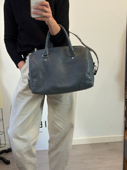 ORDINARIO MADRID. Bolso piel azul doble asa