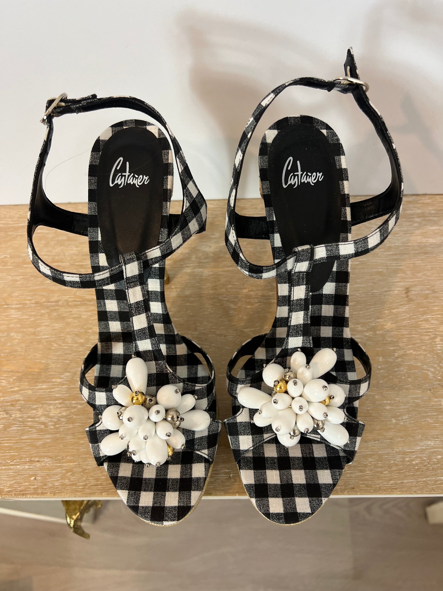 CASTAÑER. Sandalia cuadros vichy. T 39