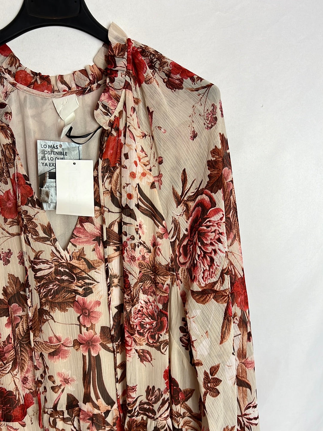 H&M.vestido fluido estampado rosita T.46 (xl)