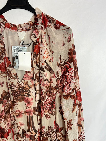 H&M.vestido fluido estampado rosita T.46 (xl)