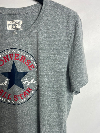 CONVERSE. Camiseta gris logo. T L (M)