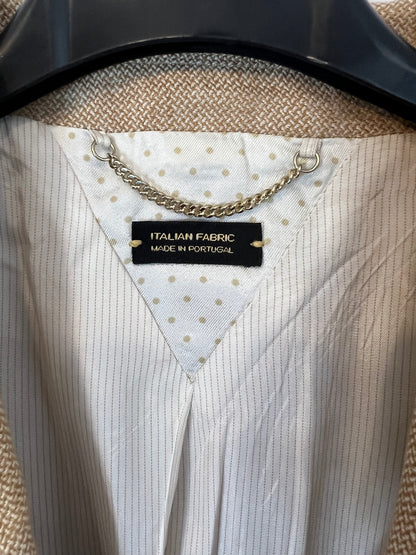 MASSIMO DUTTI. Blazer lino beige jaspeada. T 40