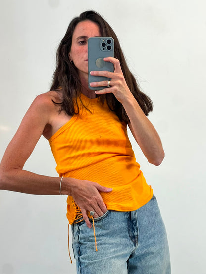 H&M STUDIO. Top naranja cuerdas