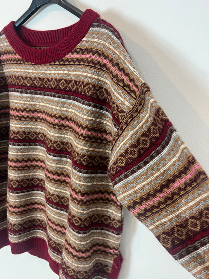 MASSIMO DUTTI. Jersey burdeos estampado T.m