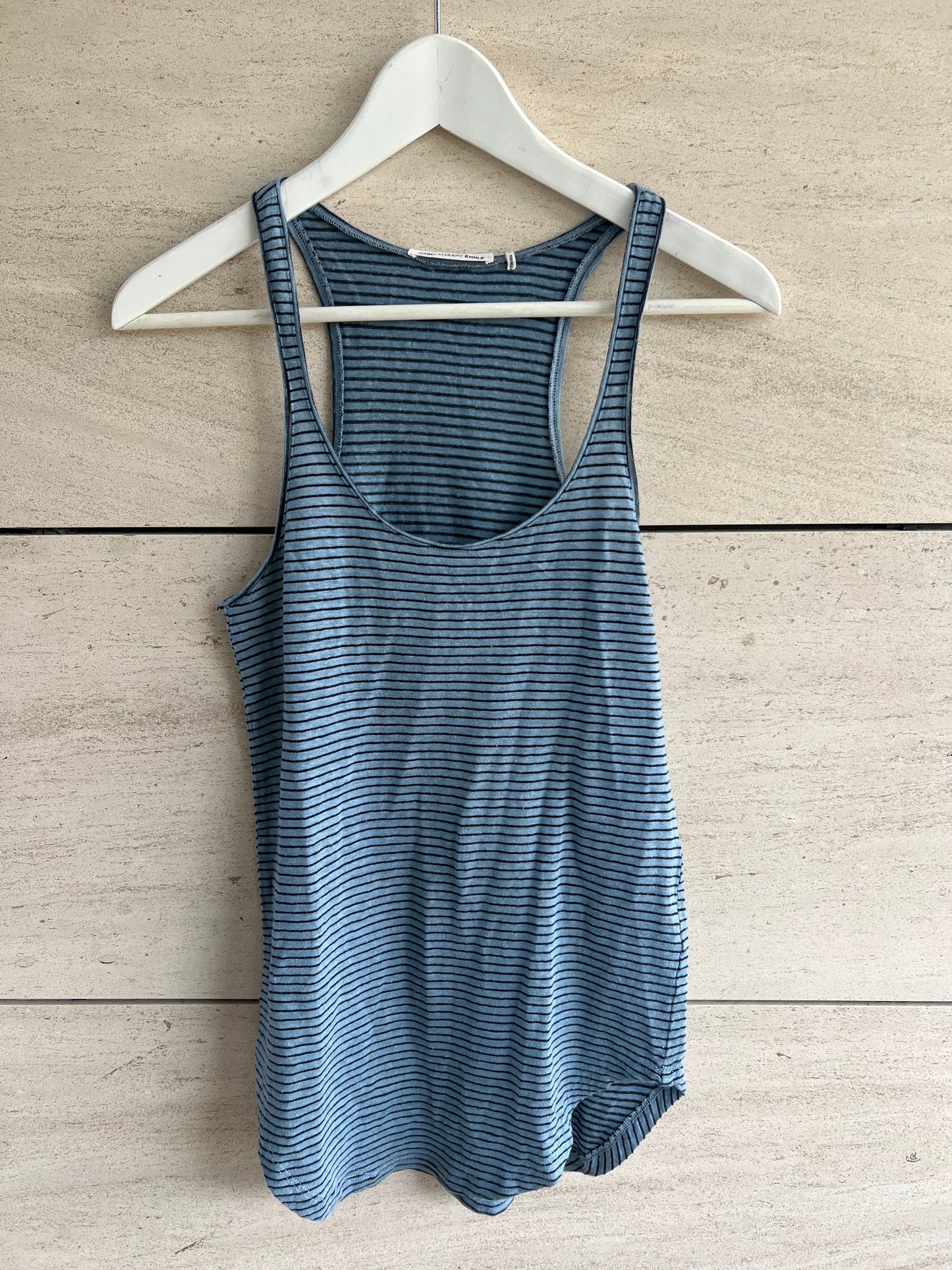 ISABEL MARANT ETOILÉ. Camiseta rayas lino azul T.xs