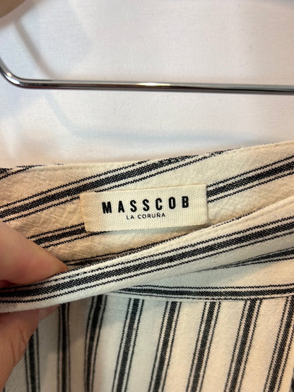MASSCOB. Falda midi rayas asimétrica. T 36
