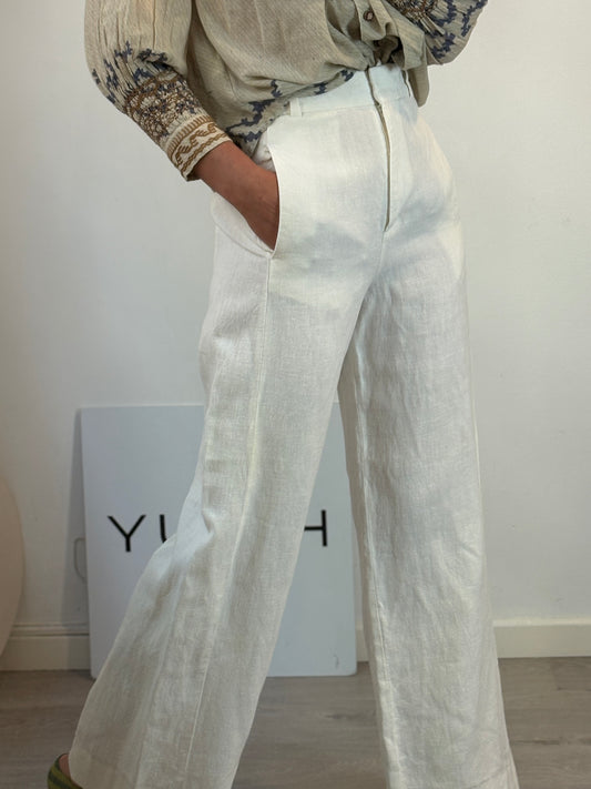 MASSIMO DUTTI Limited Edition. pantalón 100% lino en crudo