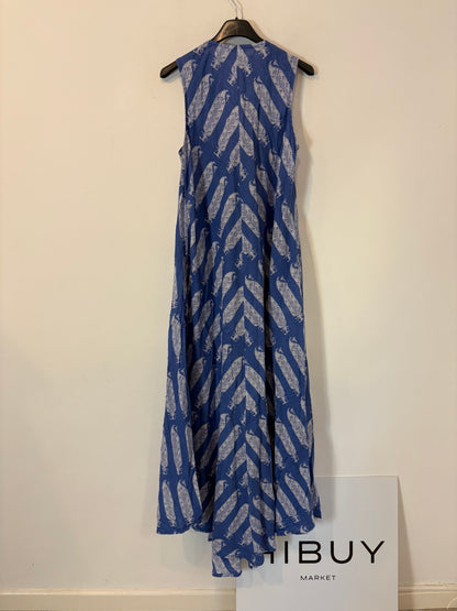 BABBAKI. Vestido largo azul estampado. T S