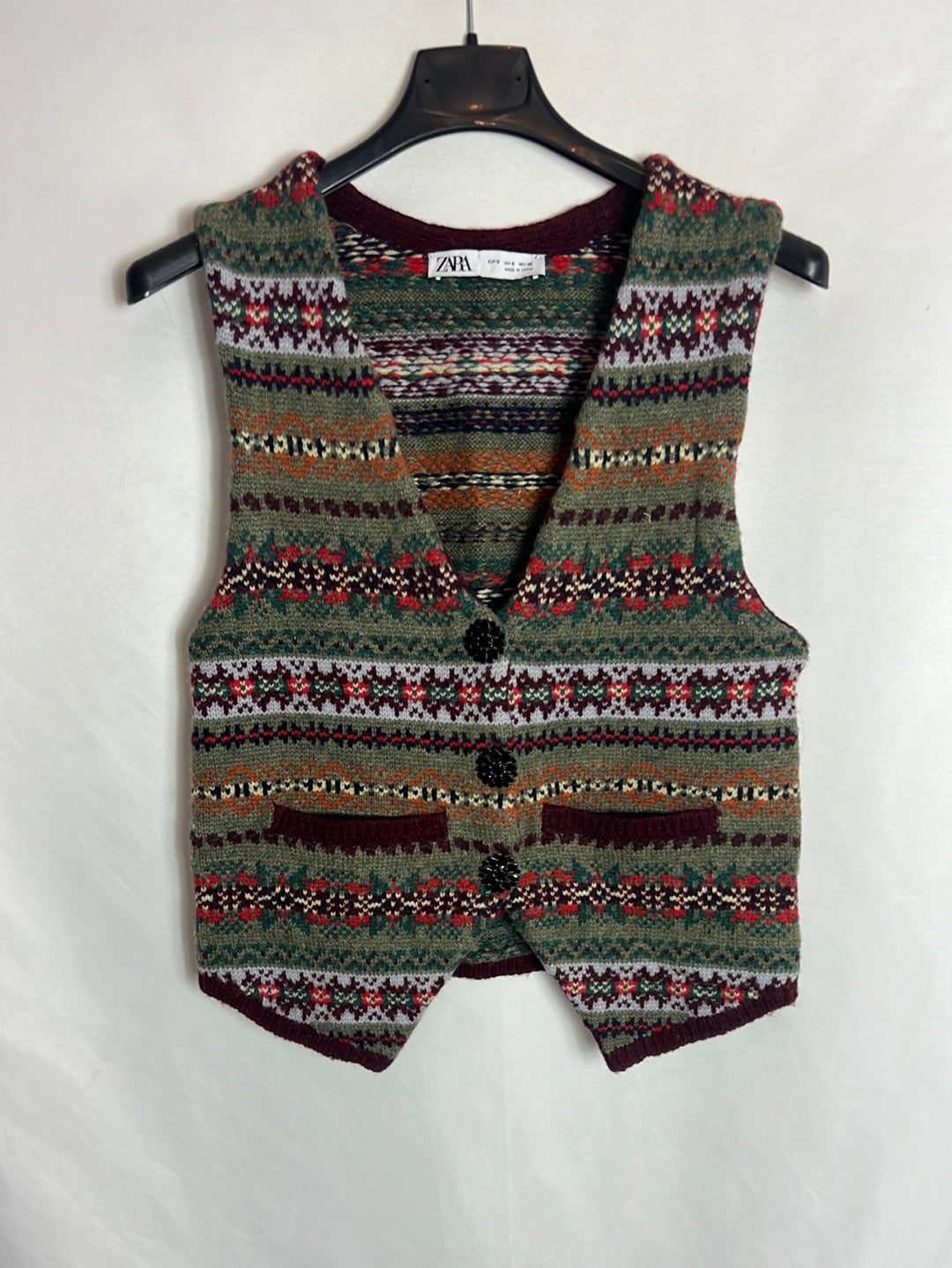 ZARA. Green button-print vest. TS