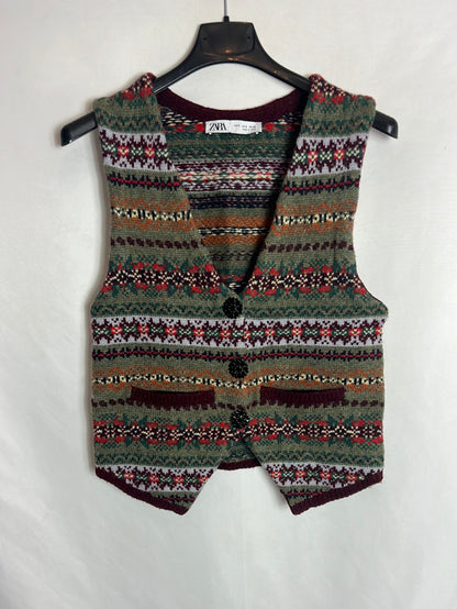 ZARA. Green button-print vest. TS