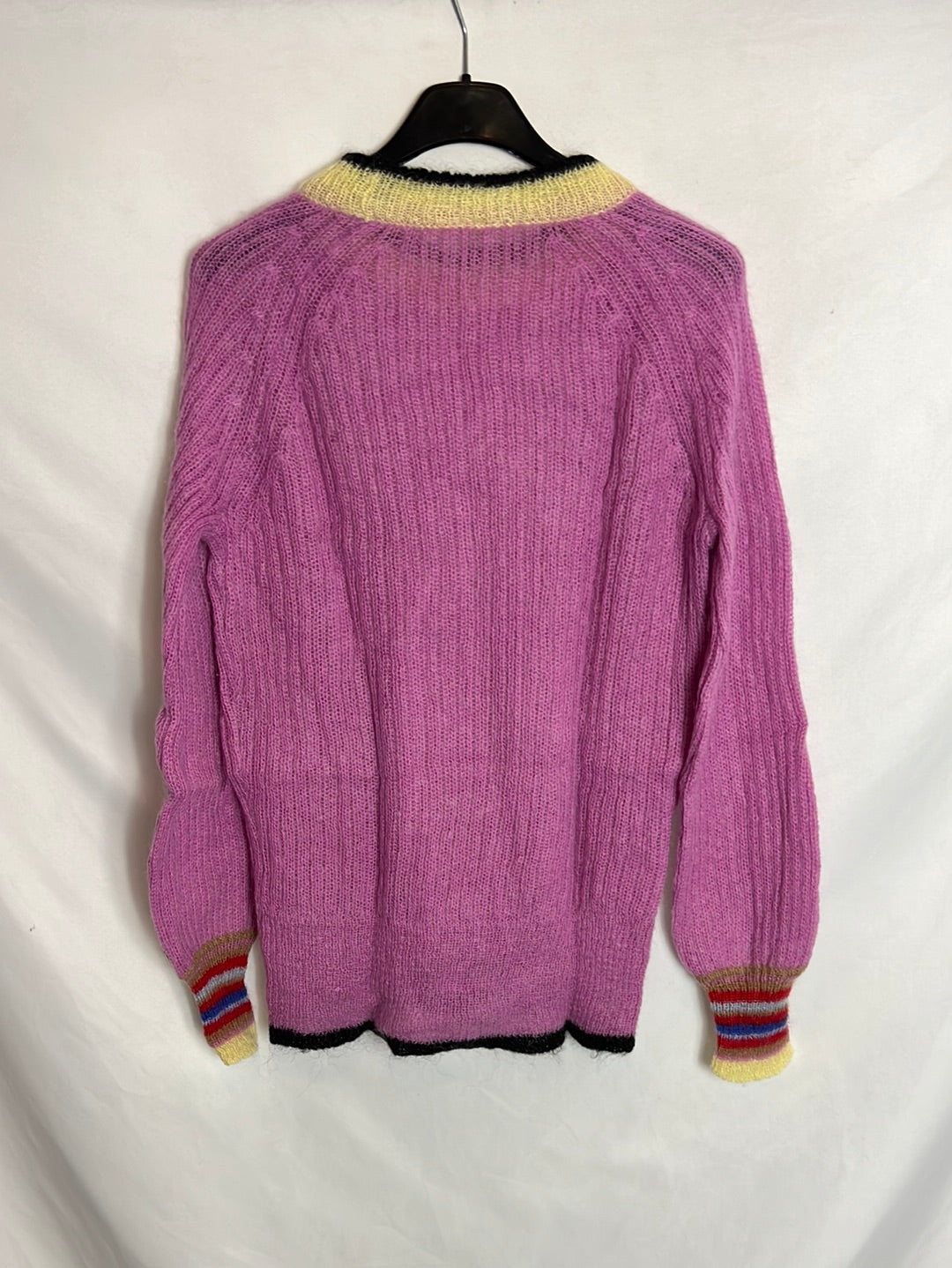 BECK SUNDERGAARD. Jersey morado detalle puños y cuello. T S