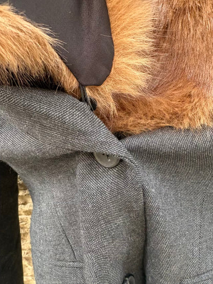ZARA. Blazer marengo cuello pelito