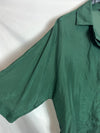 MASSIMO DUTTI. Blusa seda verde oversized. T XS